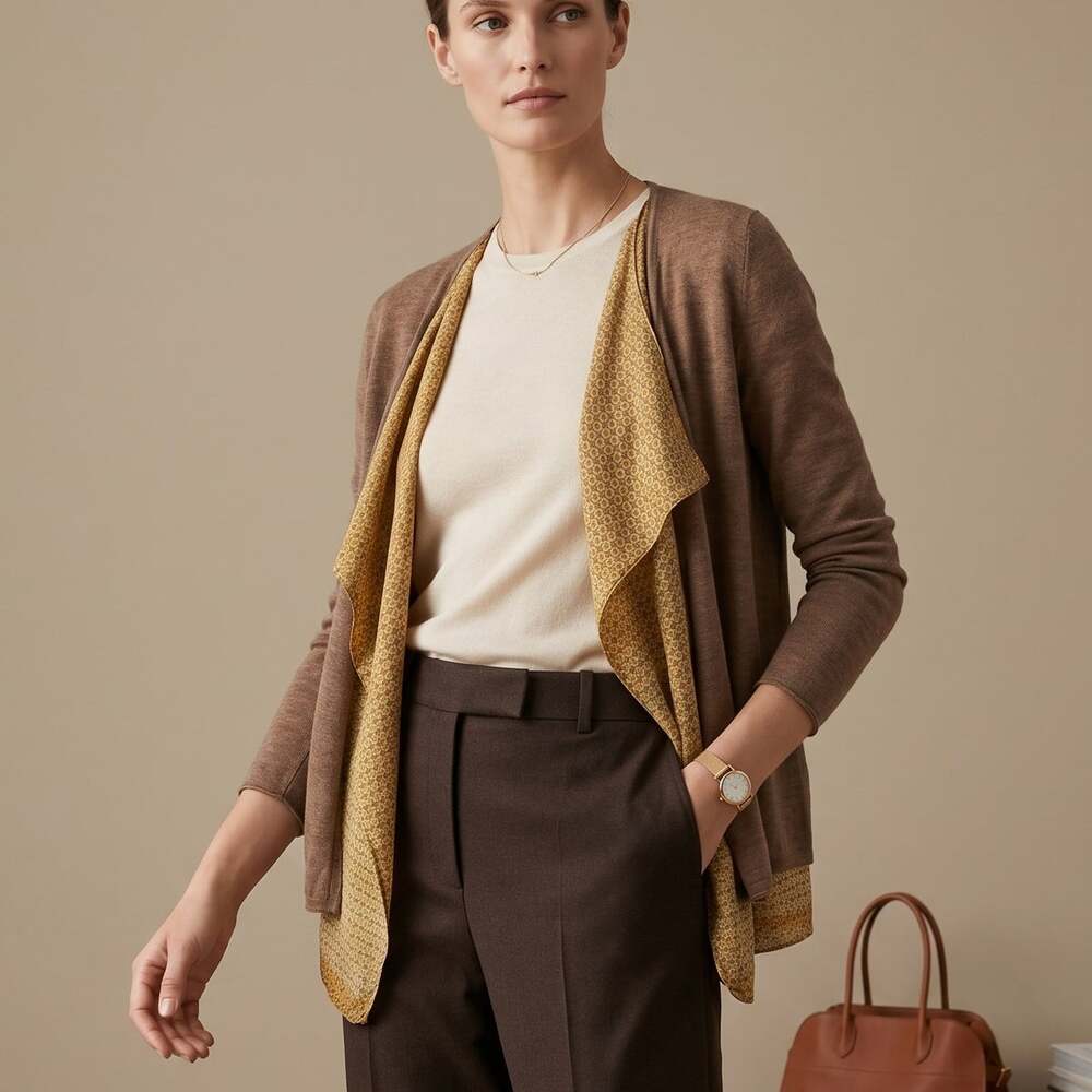 Subtle Luxury Draped Cardigan blouse Light brown Women'sSmall / Medium